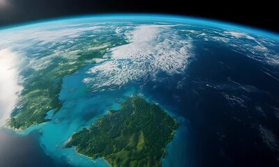 Wall Mural - A stunning view of Earth from space, showcasing the continents and oceans