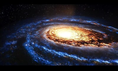 Wall Mural - A vibrant spiral galaxy glowing brightly in the vastness of space.