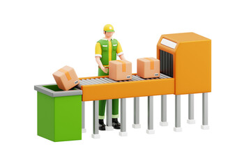 Poster - Parcel Sorting 3D Character Illustration.