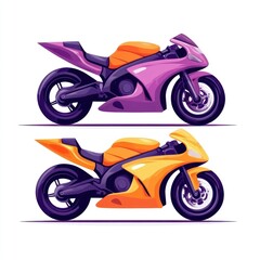 Illustration of Two Sport Bikes in Purple and Orange