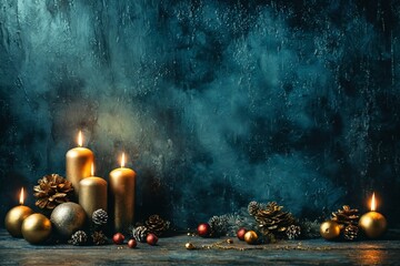 Wall Mural - Festive Candles and Pinecones