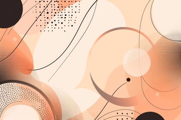 Sticker - A geometric art piece featuring interconnected circles and dots on a neutral beige background, suitable for use in corporate presentations, design inspiration, or abstract art collections