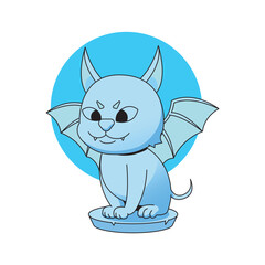  cute Gargoyle statue vector illustration cartoon culture building architecture flat isolation