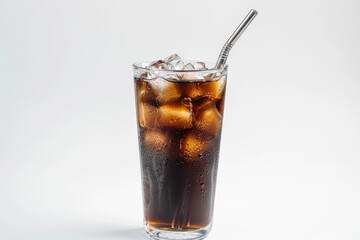 Poster - Refreshing drink with ice and a straw ready to be enjoyed