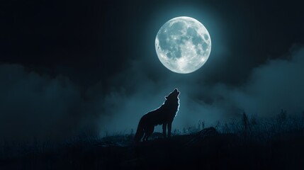  Wolf Howling at the Moon