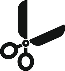 Poster - Simple icon of black scissors with open blades, conveying a sense of sharpness and cutting action