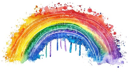 Poster - A colorful rainbow painted on a plain white background, ideal for decoration and illustration