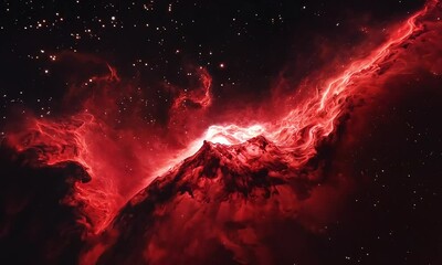 Wall Mural - fiery cosmic cloud, glowing intensely in the dark expanse of space.