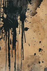 Poster - A close-up of a black and white painting on a wall, with no frames or decorations