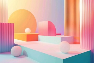 Poster - A room filled with various colored shapes and patterns