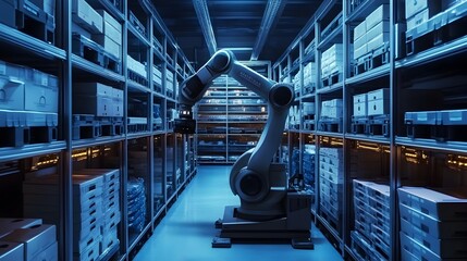 Poster - automated high tech storage facility optimizing inventory management with iot and robotics a futuris