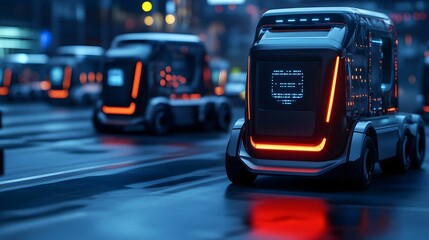 Poster - streamlined smart logistics fleet powered by iot technology autonomous self driving vehicles optimiz