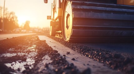 Poster - Advanced IoT Controlled Road Paving Machine at Construction Site   High Tech Automation and Digitization for Efficient Infrastructure Development