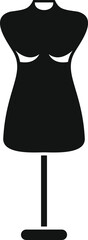 Sticker - Black simple icon of a female mannequin for sewing clothes standing on a stand