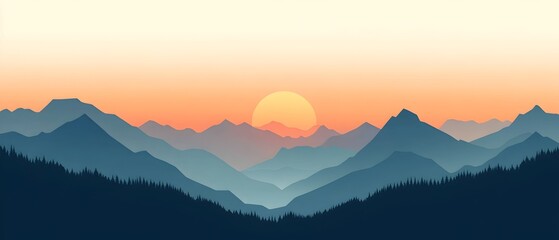 Aufkleber - Breathtaking Mountain Sunrise Landscape With Serene and Inspiring Atmosphere