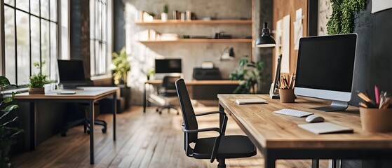 Poster - Minimalist and Modern Office Workspace with Clean Design and Ample Natural Lighting