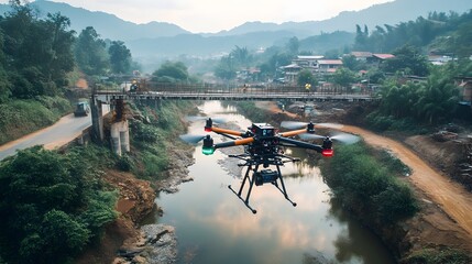 Poster - advanced construction drones leveraging the power of iot technology to streamline the process of bui