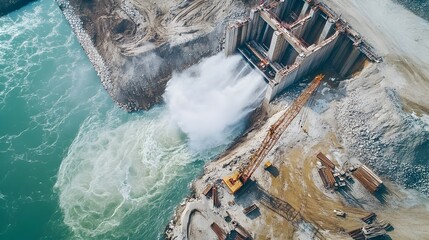Poster - aerial view of iot technology sensors and systems managing and monitoring the water flow during the 