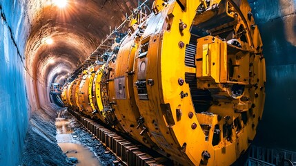 Poster - cutting edge iot enabled tunnel boring machines at work during an ambitious underground infrastructu