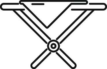 Poster - Simple black and white line drawing of a folding camping table being opened, perfect for minimalist designs