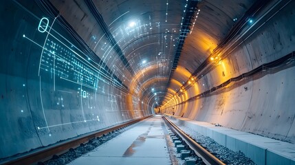 Poster - advanced iot sensor technology monitoring environmental conditions inside a tunnel under constructio