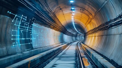 Poster - advanced iot sensor technology tracking temperature and humidity levels inside a tunnel under constr