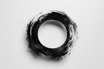 Aufkleber - A simple yet striking image of a circle in black and white, ideal for use in minimalist designs or abstract concepts