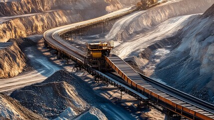 Poster - automated conveyor belts moving raw materials through an iot enabled mining site for efficient produ