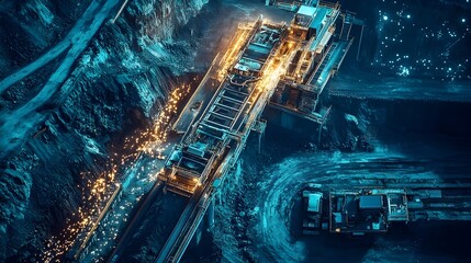Poster - photograph showcasing an automated mineral extraction and grading system that utilizes cutting edge 