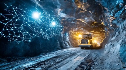 Wall Mural - Advanced IoT Technology Ensuring Efficient Mine Ventilation Monitoring and Control for Optimized Resource Extraction and Worker Safety