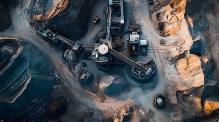 Poster - advanced iot powered machinery efficiently crushing and grinding raw minerals and aggregates in a mo
