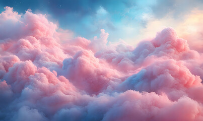 Sticker - Dreamy pink and blue cloudscape with a celestial feel.