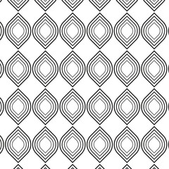 Wall Mural - Abstract geometric black and white minimalistic background with stylized leaves