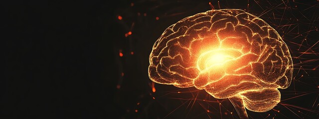 Poster - Abstract Representation of a Glowing Human Brain with Neural Connections