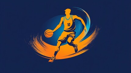 Wall Mural - Dynamic Representation of a Basketball Player in Motion