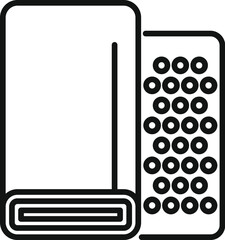 Poster - icon of a modern air purifier with fabric filter, cleaning and refreshing the air in a room