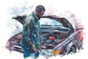 Poster - A person standing next to an automobile