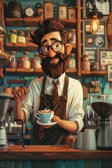 Wall Mural - A person enjoying a cup of coffee, possibly in an office or home setting