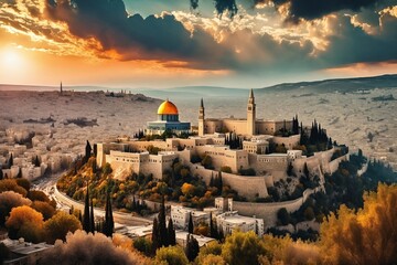 Jerusalem Skyline at Sunset