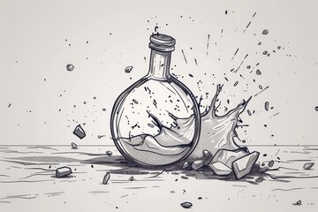 Aufkleber - A clear glass bottle with a splash of liquid pouring out