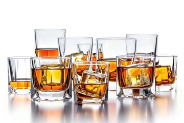 Poster - A selection of glasses filled with different types of alcohol, perfect for showcasing a bar or party scene