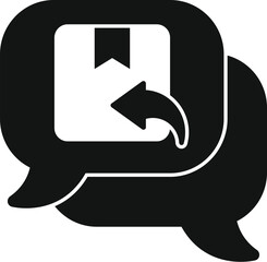 Poster - Two chat bubbles overlapping with a return symbol on a parcel, symbolizing a conversation about returning a parcel