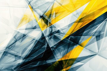 Poster - A unique abstract artwork featuring yellow and black shapes on a white background