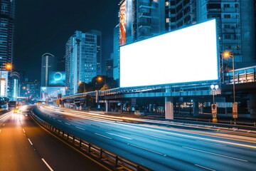 Wall Mural - billboard on the road with city background