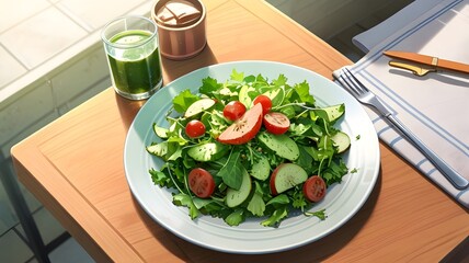 Green salad cartoon anime