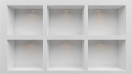 Poster - Four-tiered white shelving unit with even spacing and simple design