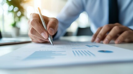 Canvas Print - A man is writing with a pen on a piece of paper