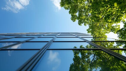 Wall Mural - A tall building with a tree in front of it