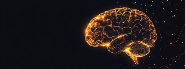 Poster - Glowing Abstract Brain with Network Connections