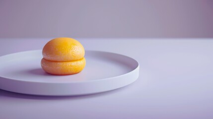 Wall Mural - Two Yellow Doughnuts on a White Plate